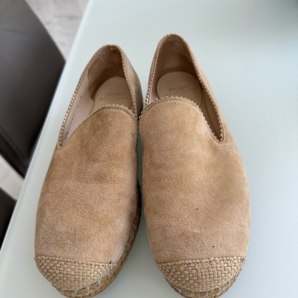 Stuart Weitzman beige suede espadrilles